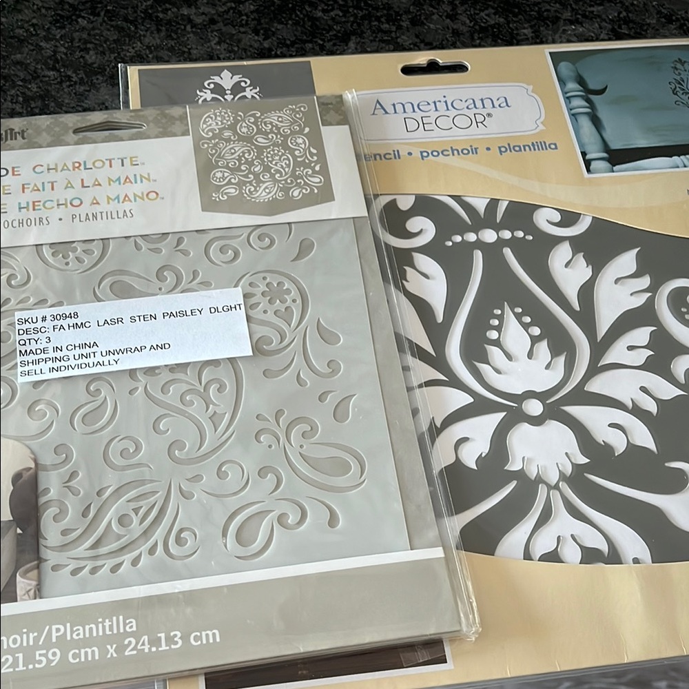 NWT Americana Decor Stencil Set - Paisley Design
